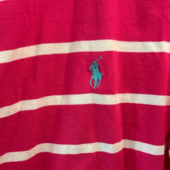 Ralph Lauren hot pink and White Striped Tee sz XL - Picture 3 of 8